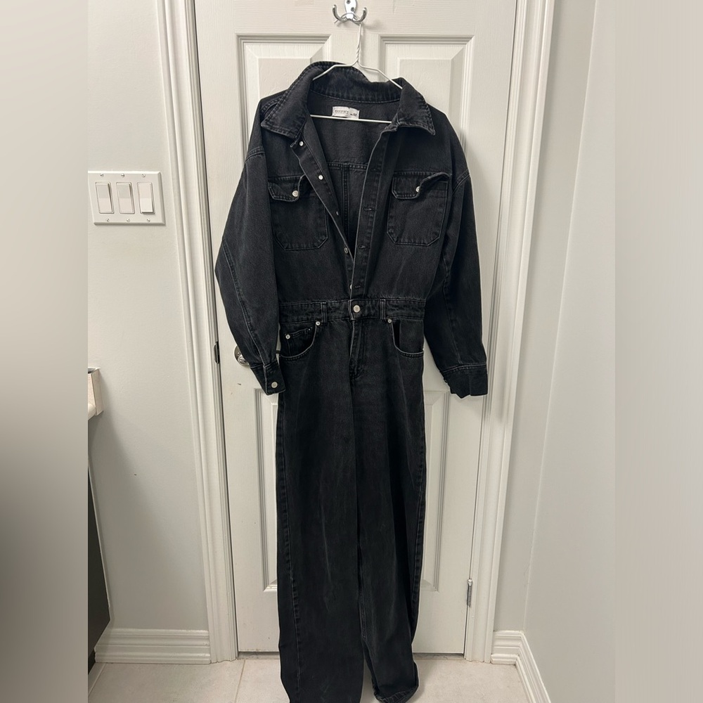 Black Denim Jumpsuit